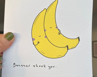 Bananas about you - Tarjeta de San Valentín/aniversario/amor