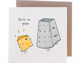 Eres tan tarjeta en blanco con temática de ralladura / queso