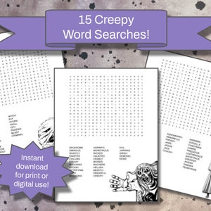 15 Creepy Word Searches Printables Digital Download PDF file