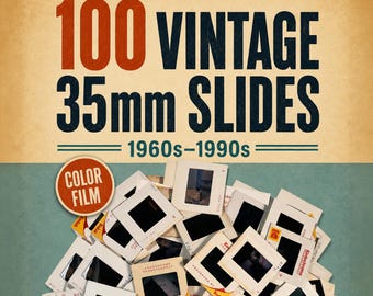 100 Vintage 35mm Slides | Retro Film Photos | Kodak Color Slides 1960s–1990s | Junk Journal Supplies