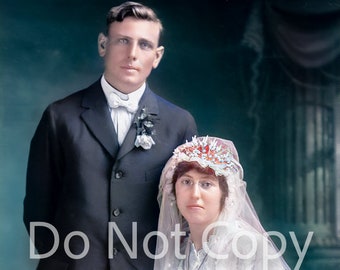 Antique Vintage Bride and Groom Wedding Photo, Instant Digital Download, 4 Different Versions Included