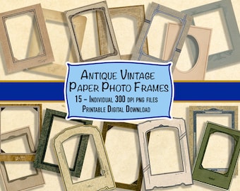 Vintage Photo Frames Ephemera, Shabby Chic Clip Art (Digital Download)