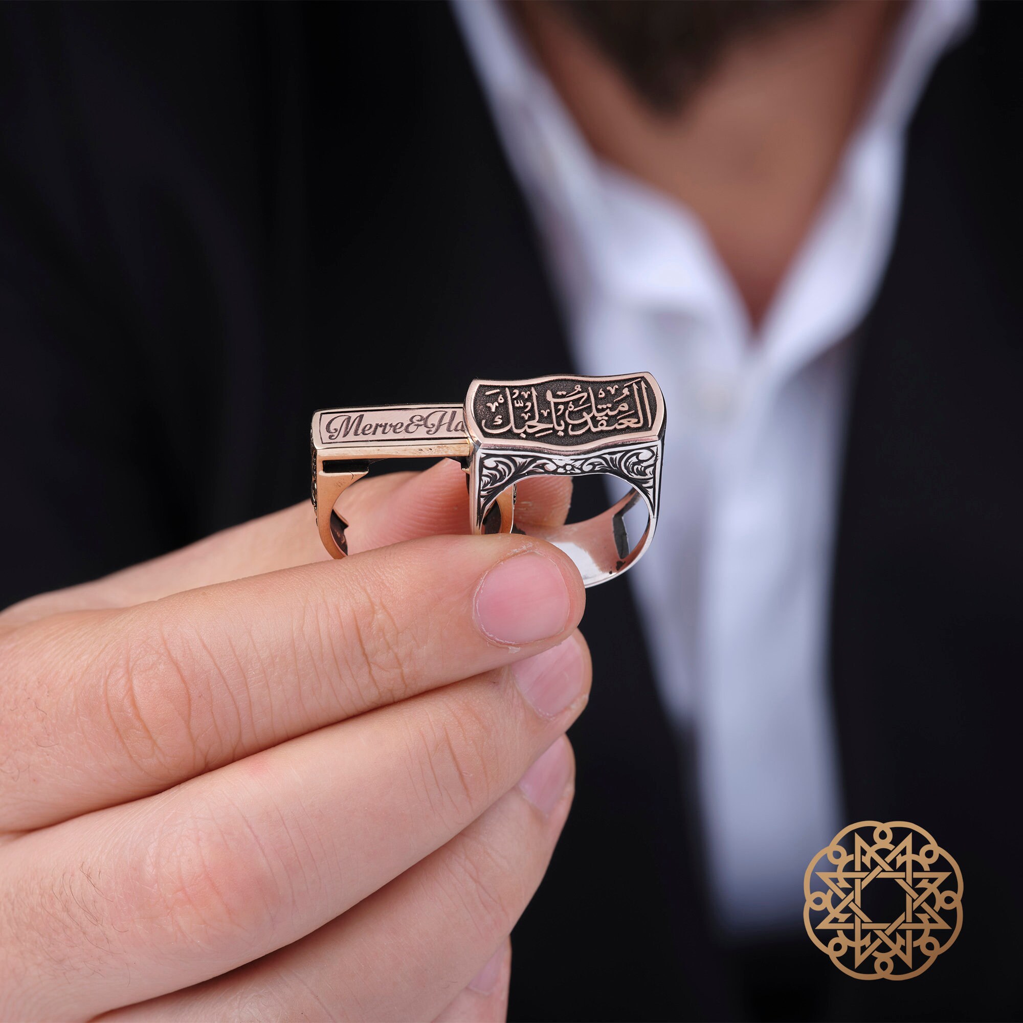 Manly Muslim Rings Islamic Man Ring - 925K Sterling Silver Ring- Ottoman Style Ring ...
