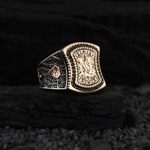 Anillos de plata con caligrafía de letras, anillos hechos a mano, anillos islámicos, el mejor accesorio para hombres, plata de ley 925, anillos otantic, anillos personalizables