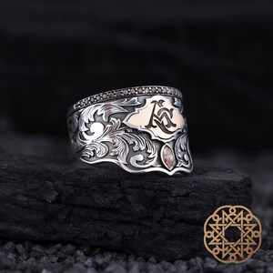 Carta Caligrafía Anillo de Archer, Anillo de Triunfo, Thumb Ring Men, Accesorio de Mejores Hombres, Regalo Para Él, Anillo de Pulgar de Plata Esterlina 925, Anillo de Arquero