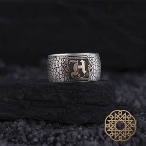 Anillos de plata con caligrafía de letras, anillos hechos a mano, anillos islámicos, el mejor accesorio para hombres, plata de ley 925, anillos otantic, anillos personalizables