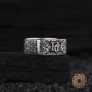 Anillo de plata grabado a mano, anillo con iniciales para hombre, anillo personalizado de plata esterlina 925, anillo personalizado elegante, anillo de plata elegante hecho a mano para hombre
