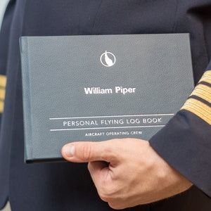 Handmade in the UK Real Leather Pilot Logbook - Personalised Pilot Book in Real Leather | Perfect Pilot Gift | Pilot Logbook