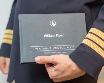 Handmade in the UK Real Leather Pilot Logbook - Personalised Pilot Book in Real Leather | Perfect Pilot Gift | Pilot Logbook