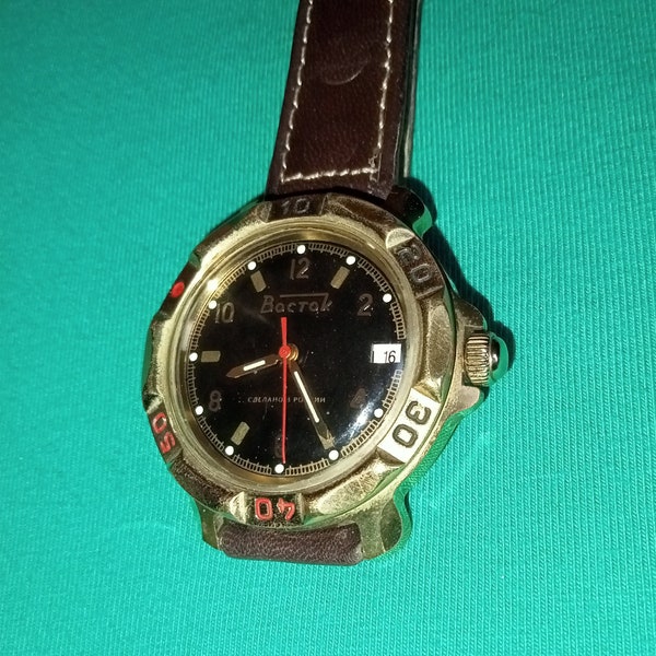 Soviet working mechanical commander's watch Vostok, men's reliable, dust-proof watch, favorite watch of the military, Manual winding