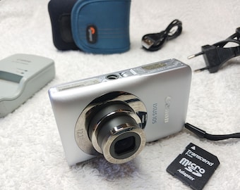 Working Canon PowerShot Digital IXUS 105, 4x optical zoom, elegant camera, memory card, charger, battery, cord