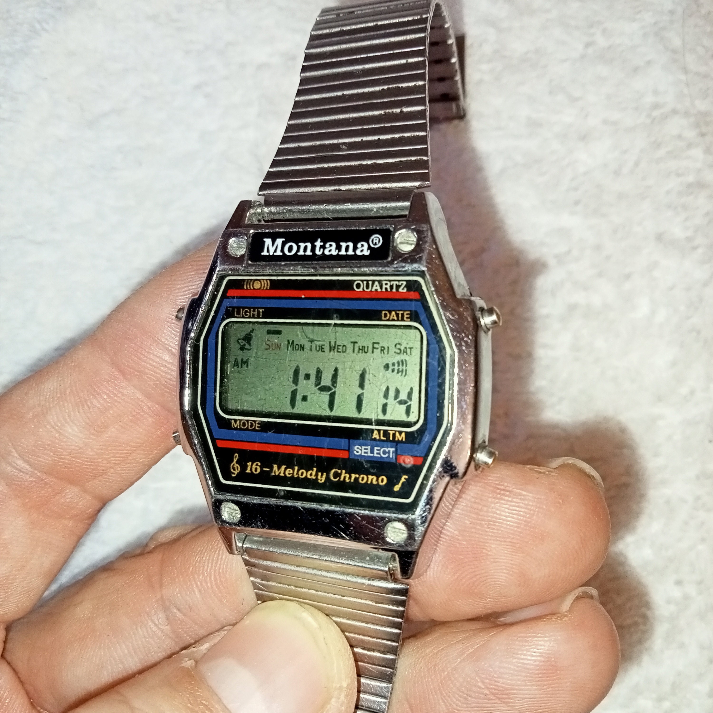 Montana Working Digital Men's Watch LCD Wrist Watch 80s Electronic