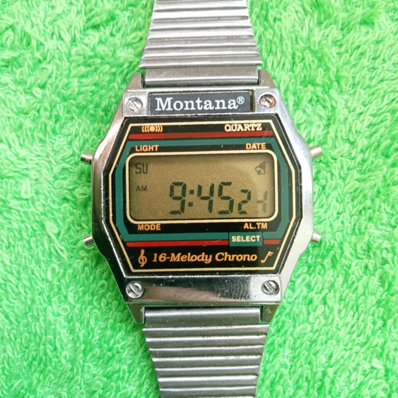 MONTANA Working Digital Men's Watch, Old LCD Dial Wristwatch, 80's