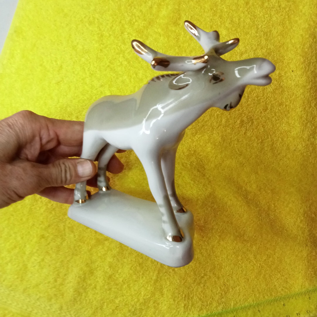 Soviet Porcelain Elk Porcelain Figurine Antique Soviet Collectible Figurine Elk Ukraine Polonne