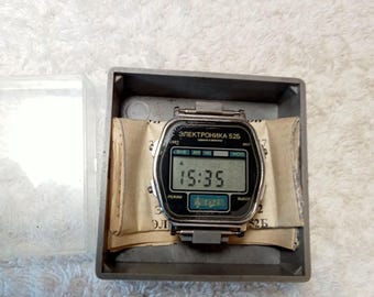Working Watch Electronics - 52B,Soviet,USSR,Chrono,80-90s,Vintage Alarm Clock, Original Digital Watch, Gift for Him,Rare Watch,box,passport