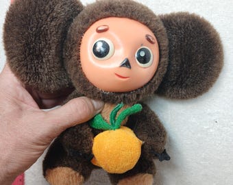 Soviet Cheburashka Collectible Textile Sculpture, Vintage Style