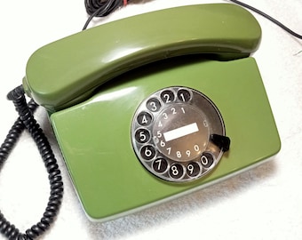 Working Green stationary Telephone vintage phone Siemens FeTAp 791-1 DDR German,Soviet era telephone 80s,Vintage telephone,Old apparatus