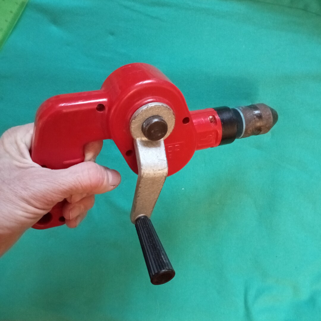 Soviet Old Hand Drill. Rare Red Drill. Basic Hand Tools. Etsy