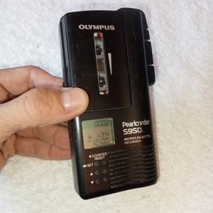 Mikrokassettenrekorder funktioniert mit Olympus Pearlcorder S950, 2 Geschwindigkeiten, einfache Steuerung, Flüssigkristallanzeige, Diktiergerät, Vintage-Dekor