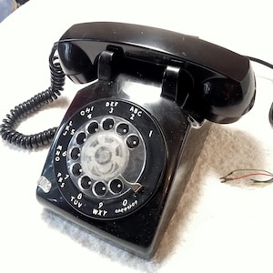 Western Electric Retro Telephone, Solid Black, Rotary Dial, 60&#39;s, Bell System, Vintage Landline Telephone, Old Corded Telephone, Tested