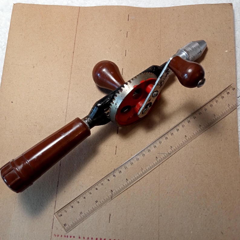 Soviet Old Hand Drill.carbolite Handles. Rare Red Drill. Basic Hand ...