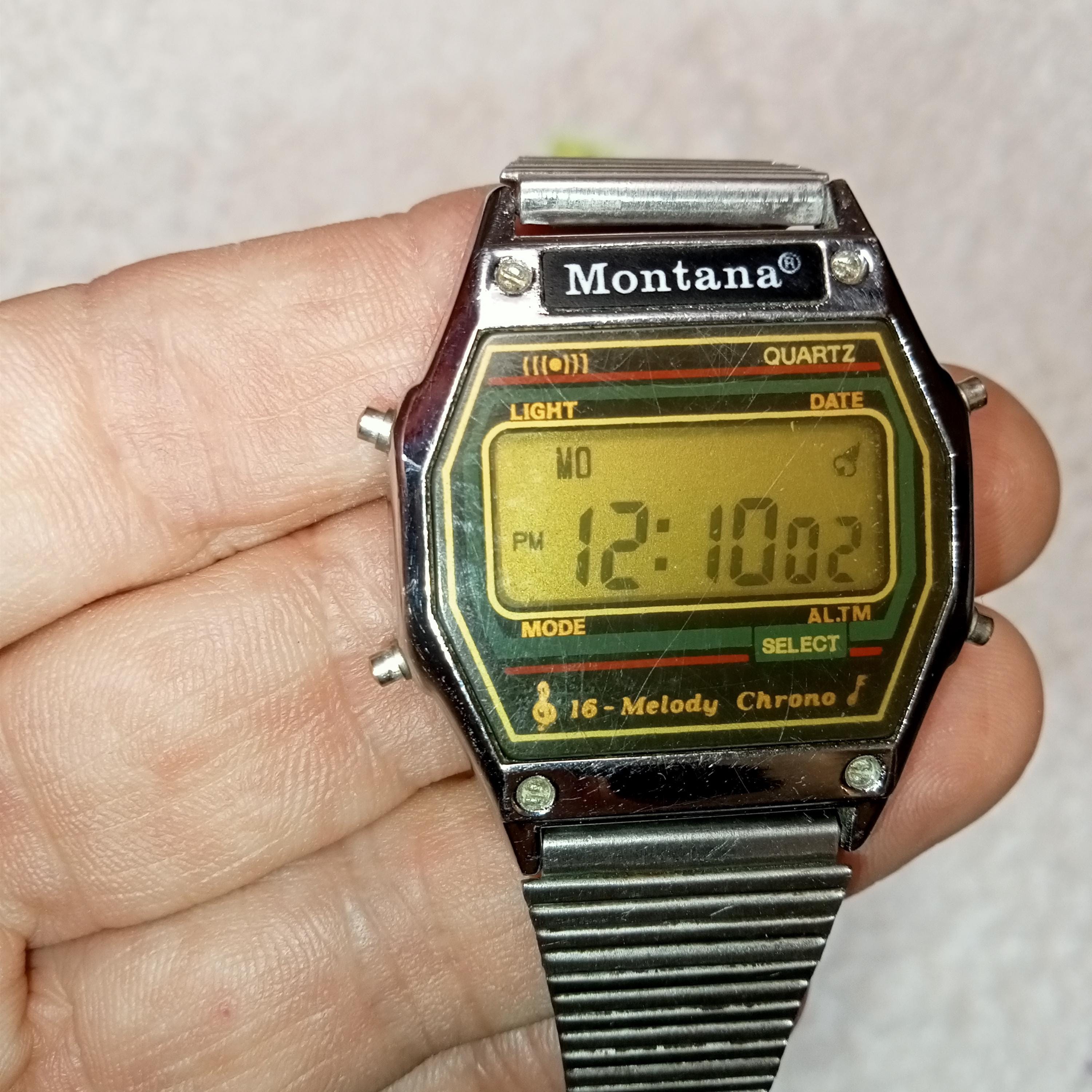 MONTANA, Working Digital Men's Watch Old LCD Dial Wrist Watch 80s