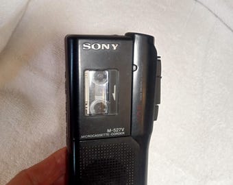 Micro cassette tape recorder, working tape recorder Sony M-527, vintage stylish voice recorder, voice control, voice recorder, vintage decor