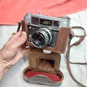 Cámara soviética vintage FED 4 con objetivo Industar-61 2.8/52, cámara telemétrica de la URSS en funcionamiento, estuche de cuero retro, regalo de colección para fotógrafos.
