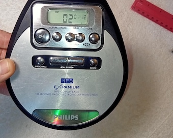 Lettore MP3/CD portatile Philips Expanium EXP221 funzionante, lettore retrò, compatto, lettore di selezione, decorativo