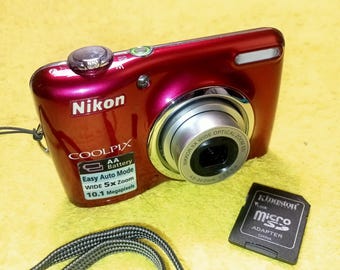 Nikon Coolpix L28 Digital Camera Red 20.1MP With Storage Case