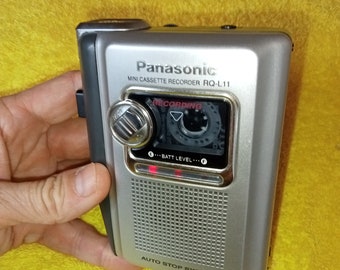 Working mini cassette recorder Panasonic RQ-L11, auto stop systems, cassette radio, cassette player, portable cassette player, vintage player