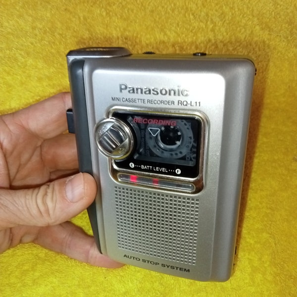 Working mini cassette recorder Panasonic RQ-L11, auto stop systems, cassette radio, cassette player, portable cassette player, vintage player