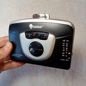 Working mini cassette recorder Kansai KS-8472, AM/FM stereo cassette radio player,vintage stylish cassette radio player