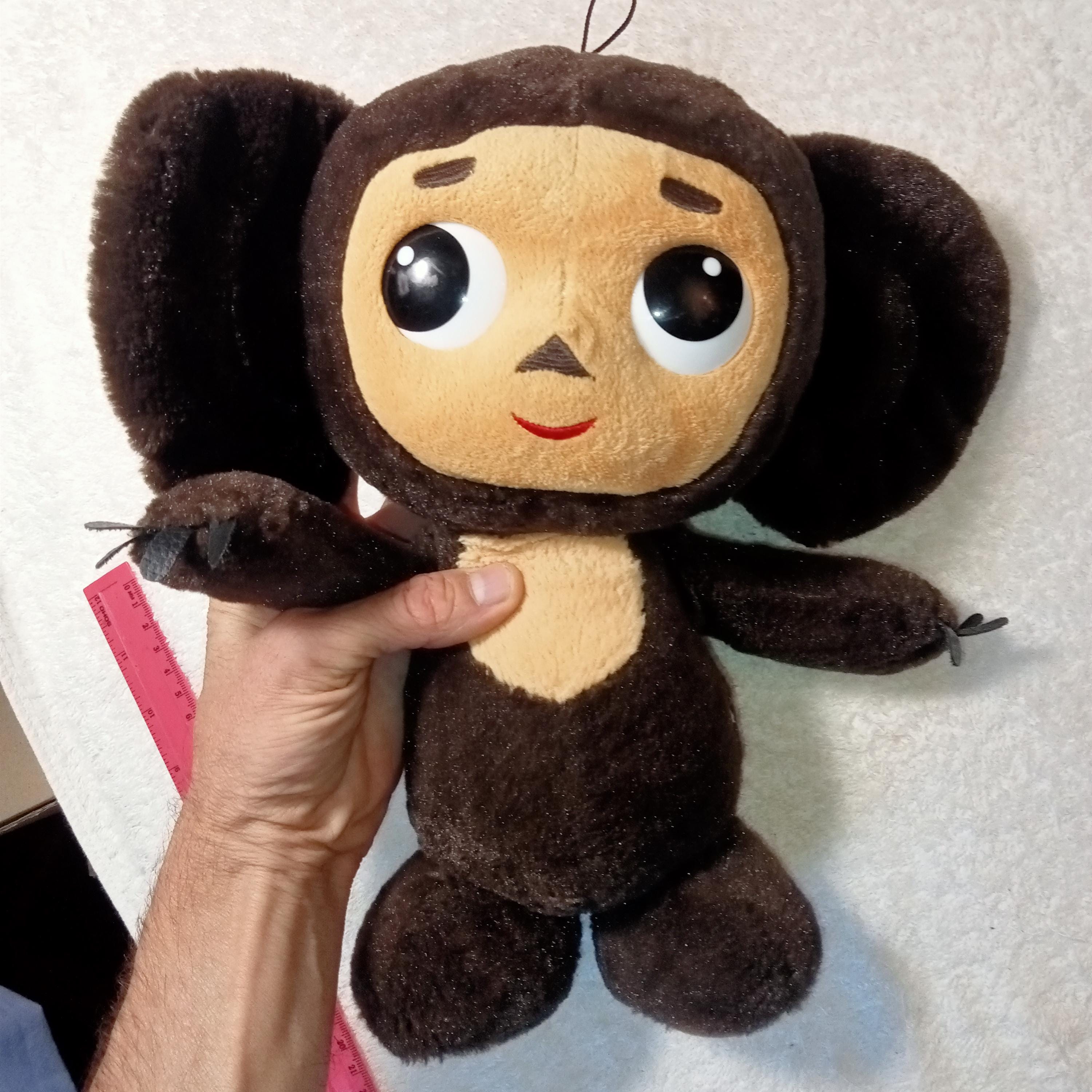 (チャチャママ)FOXイヤーマフ ブラックとモカブラウン Soviet Big Cheburashka, Collectible Textile Sculpture 