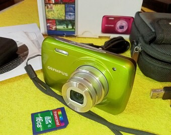 Working green Olympus VH210, digital working camera, 5x optical zoom, 14MP, touchscreen, Compact, elegant camera for beginners,stylish, set