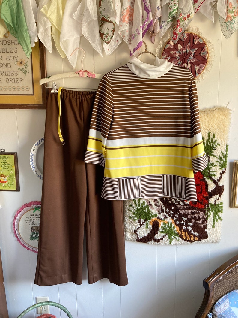 70's vintage tunic and high waisted pants leisurewear set image 3