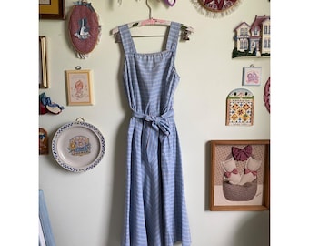 70&#39;s/80&#39;s vintage pastel blue striped sundress midi dress