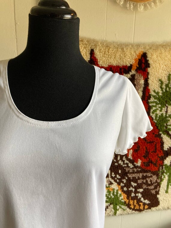 70's/80's vintage white flutter sleeve top - image 4