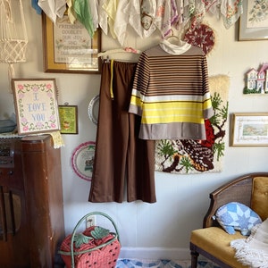 70&#39;s vintage tunic and high waisted pants leisurewear set
