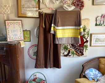 70&#39;s vintage tunic and high waisted pants leisurewear set