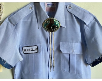 vintage 80's upcycled belt buckle western inspired bolo tie lariat tie