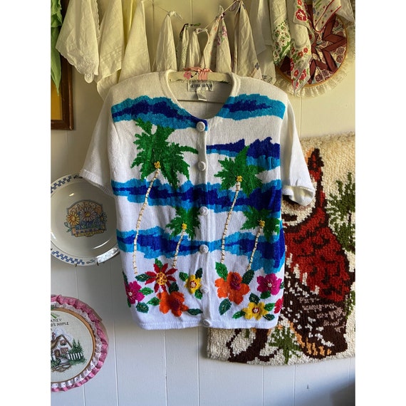 90's VTG deadstock Victoria Harbour white tropica… - image 1