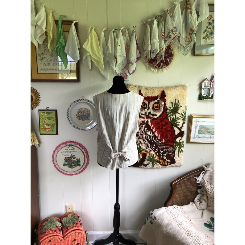 90s VTG Coastal Grandma Cottagecore Linen Blend Patchwork Vest Etsy