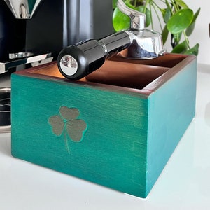 Handmade Recycled Wood Espresso Knock Box | Saint Patrick&#39;s Day Edition