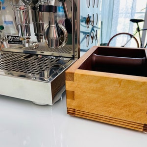 Ręcznie robione drewniane pudełeczko Espresso Knock Box | Naturalne i odważne
