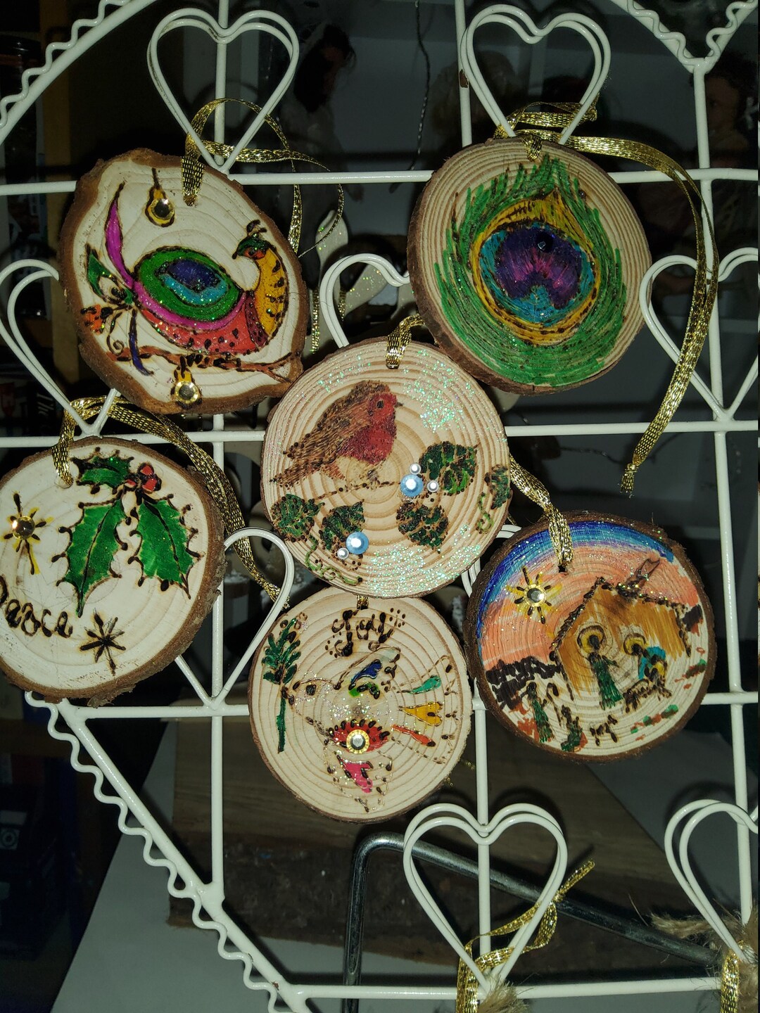Pyrographed Christmas Bauble Tree Decorations - Etsy