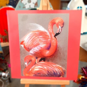 Jolie rose - carte de voeux vierge flamants roses