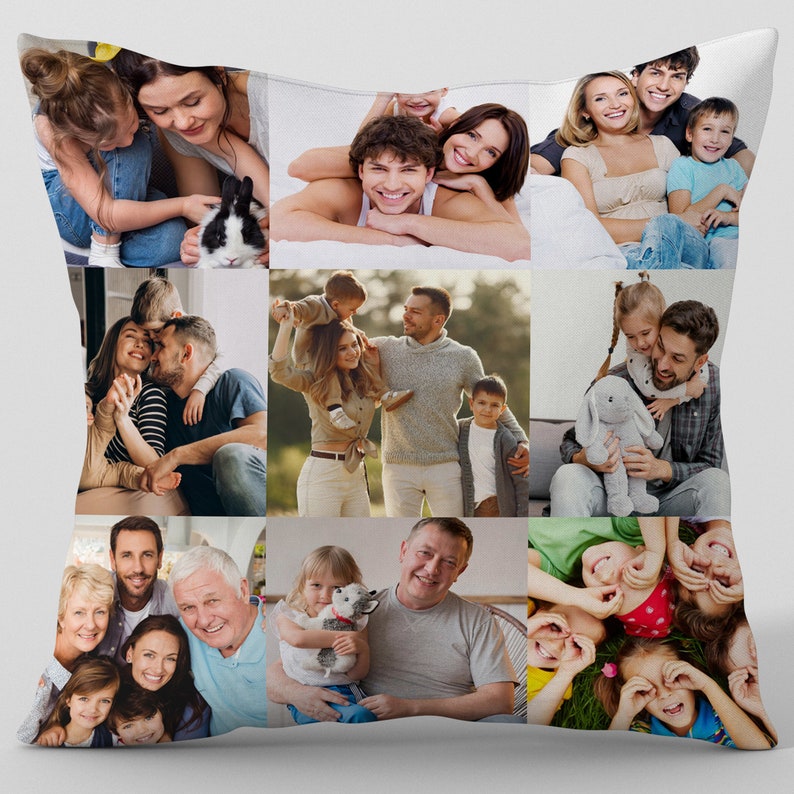 Personalised Photo Collage Pillow With Cushion Photo Collage Etsy