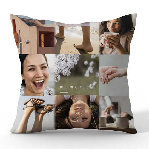 Personalised Photo Collage Pillow With Cushion Photo Collage Etsy