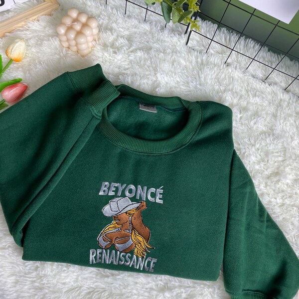 Handmade embroidered Beyonce Merch Embroidered Sweatshirt, Beyonce Album Embroidered Crewneck, Beyonce Fan Gift, Trendy Sweatshirt